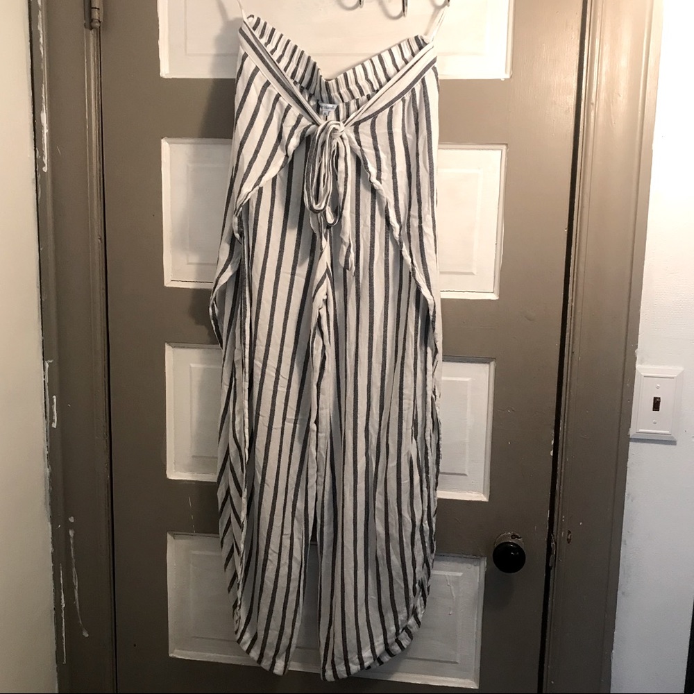 Blue striped linen pants/cover up
